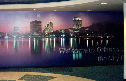Wall Murals and Floor Graphics: Printed wall mural at the Orlando International Airport.