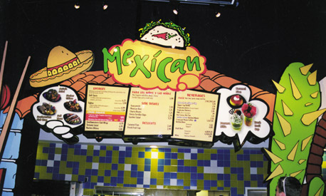 Signs:  Custom Routed Menu Board with Printed Vinyl Graphics - Mexican Menu.