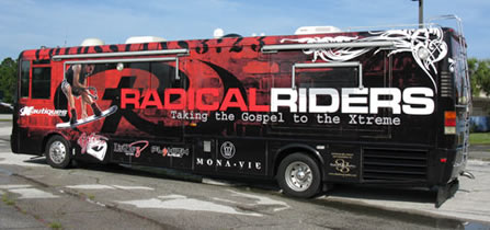 Vehicle Wraps: Radical Riders Tour Bus Wrap.