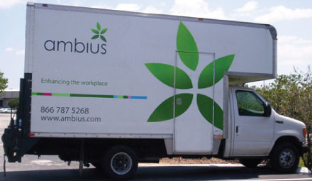 Vehicle Wraps: Ambius Die-Cut Decal Fleet Graphics on Truck.