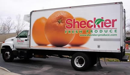 Vehicle Wraps: Sheckler Orange Fleet Box Truck Wraps.