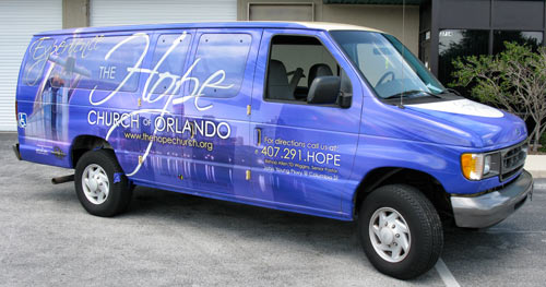 Vehicle Wraps: Hope Church Passenger Van Wrap.